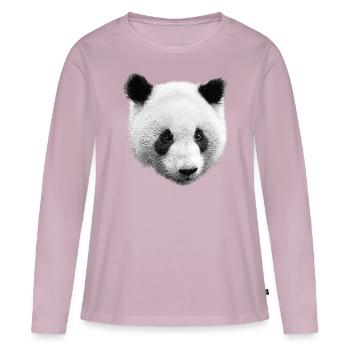 Panda Noir Blanc - T-shirt manches longues Premium bio Femme - rose poudré - Devant - Julia (174cm)