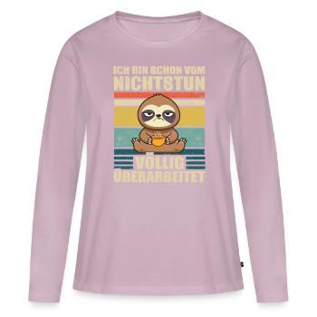 Faultier Arbeitskollege Bürohumor - Frauen Premium Bio Langarmshirt - Altrosa - Vorne - Julia (174cm)