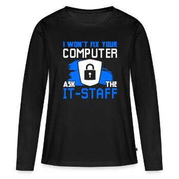 Cybersécurité Drôle - T-shirt manches longues Premium bio Femme - noir - Devant - Julia (174cm)