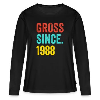 Drôle d’anniversaire brut depuis 1988 - T-shirt manches longues Premium bio Femme - noir - Devant - Julia (174cm)