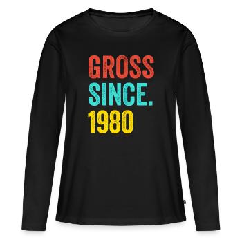 Drôle d’anniversaire brut depuis 1980 - T-shirt manches longues Premium bio Femme - noir - Devant - Julia (174cm)