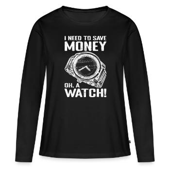 Montre Collector Time Montre-bracelet - T-shirt manches longues Premium bio Femme - noir - Devant - Julia (174cm)