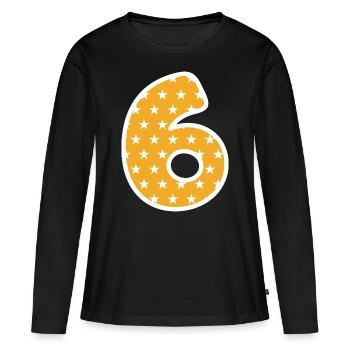 Six - T-shirt manches longues Premium bio Femme - noir - Devant - Julia (174cm)