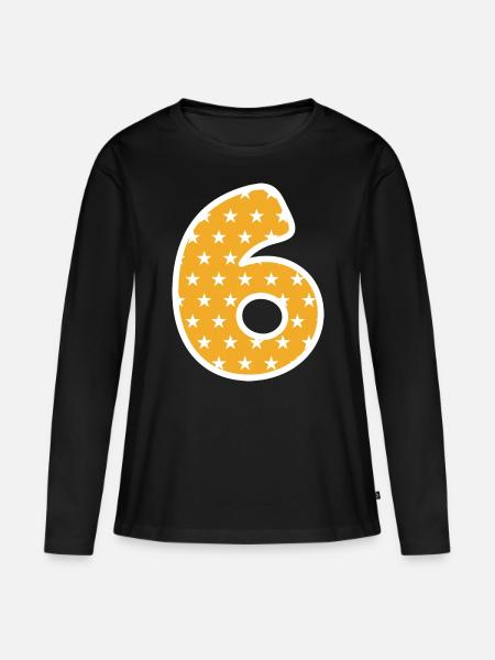 Sechs - Frauen Premium Bio Langarmshirt - Schwarz