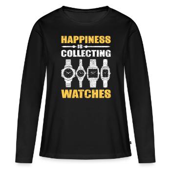 Montre Collector Montre Bracelet - T-shirt manches longues Premium bio Femme - noir - Devant - Julia (174cm)
