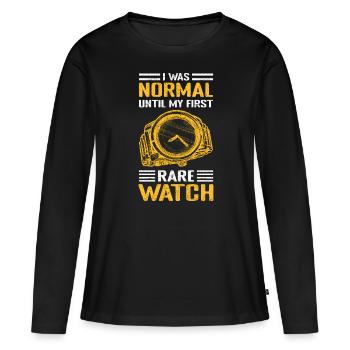 Montre Collector Rare Montre-Bracelet - T-shirt manches longues Premium bio Femme - noir - Devant - Julia (174cm)