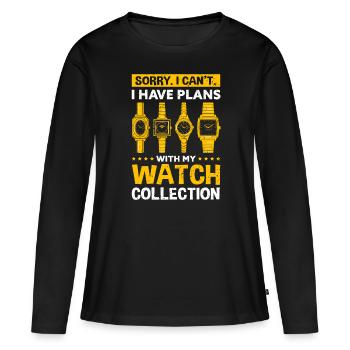 Montre Collector Montre Bracelet - T-shirt manches longues Premium bio Femme - noir - Devant - Julia (174cm)