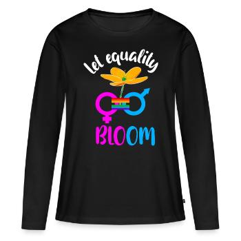 Égalité - T-shirt manches longues Premium bio Femme - noir - Devant - Julia (174cm)