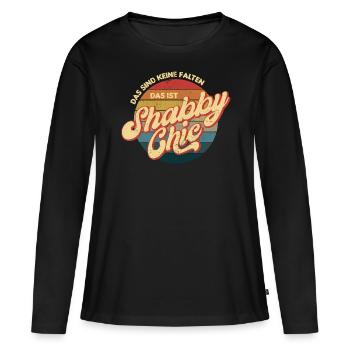 Das sind keine Falten, das ist Shabby Chic, Altern - Frauen Premium Bio Langarmshirt - Schwarz - Vorne - Julia (174cm)