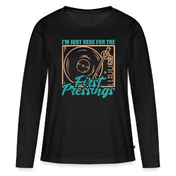 Enregistrer rétro analogique - T-shirt manches longues Premium bio Femme - noir - Devant - Julia (174cm)