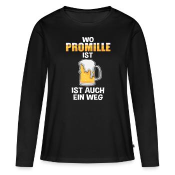 Wo Promille ist, ist auch ein Weg Bier - Frauen Premium Bio Langarmshirt - Schwarz - Vorne - Julia (174cm)