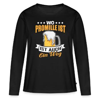 Bier Wo Promille ist, ist auch ein Weg - Frauen Premium Bio Langarmshirt - Schwarz - Vorne - Julia (174cm)