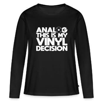 Disque analogique rétro vinyle - T-shirt manches longues Premium bio Femme - noir - Devant - Julia (174cm)