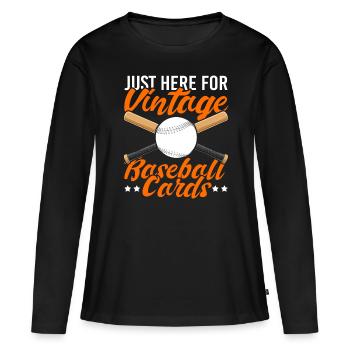 Vintage Baseball Karten Sammelkarten - Frauen Premium Bio Langarmshirt - Schwarz - Vorne - Julia (174cm)