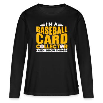 Baseball Cards Trading Cards Funny - Women's Premium Organic Long Sleeve Shirt - black - Front - Julia (174cm)