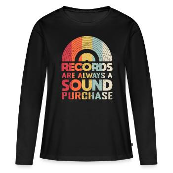 Schallplatten Witz Vinyl Sammler Retro - Frauen Premium Bio Langarmshirt - Schwarz - Vorne - Julia (174cm)