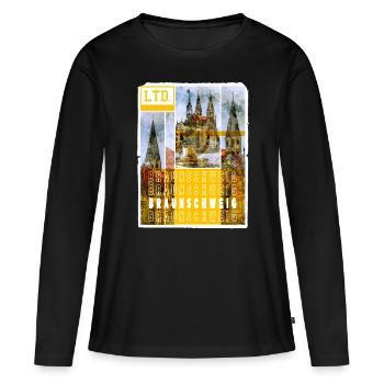 Braunschweig Germany City Skyline Home - Women's Premium Organic Long Sleeve Shirt - black - Front - Julia (174cm)
