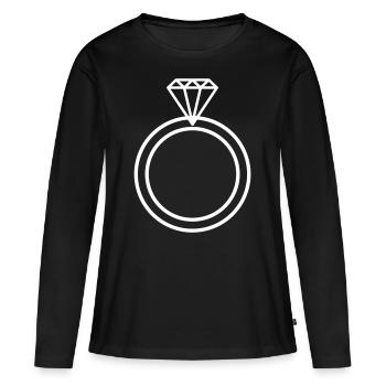 Diamantring Heiratsantrag Verlobung - Frauen Premium Bio Langarmshirt - Schwarz - Vorne - Julia (174cm)