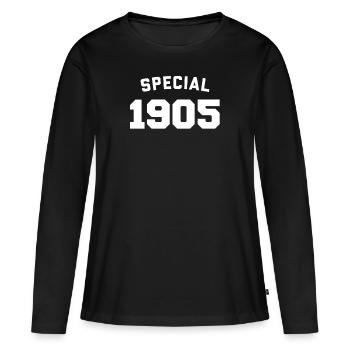 Drôle d’anniversaire Spécial 1905 - T-shirt manches longues Premium bio Femme - noir - Devant - Julia (174cm)