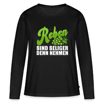 Winzer Trauben Weinberg Weinrebe - Frauen Premium Bio Langarmshirt - Schwarz - Vorne - Julia (174cm)
