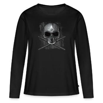 Batteur Skull - T-shirt manches longues Premium bio Femme - noir - Devant - Julia (174cm)