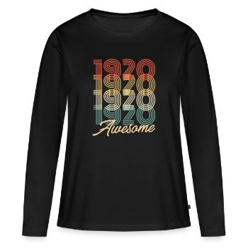 Drôle d’anniversaire génial 1920 - T-shirt manches longues Premium bio Femme - noir - Devant - Julia (174cm)