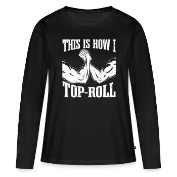 Bras de fer Bras de fer Bras de fer Toproll - T-shirt manches longues Premium bio Femme - noir - Devant - Julia (174cm)