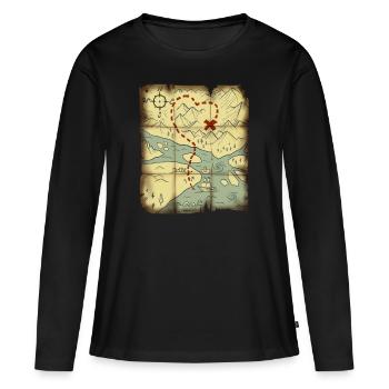 Schatzkarte, wertvollster Valentinstag-Schatz <3 - Frauen Premium Bio Langarmshirt - Schwarz - Vorne - Julia (174cm)