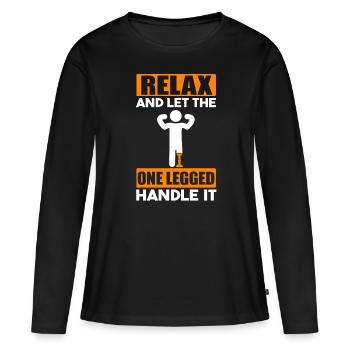 Prothèse de jambe Drôle d’amputation de jambe - T-shirt manches longues Premium bio Femme - noir - Devant - Julia (174cm)