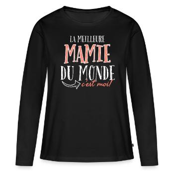 La meilleure mamie du monde c'est moi. - T-shirt manches longues Premium bio Femme - noir - Devant - Julia (174cm)
