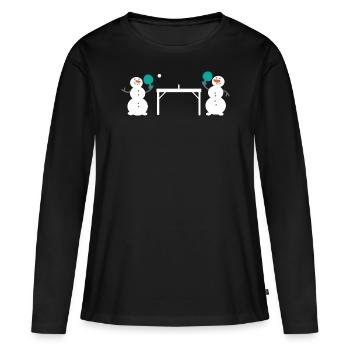 Schneemann Tischtennis Schneeball - Frauen Premium Bio Langarmshirt - Schwarz - Vorne - Julia (174cm)