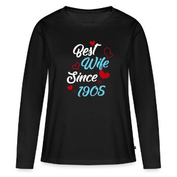 Anniversaire Meilleure épouse depuis 1905 Mariage - T-shirt manches longues Premium bio Femme - noir - Devant - Julia (174cm)