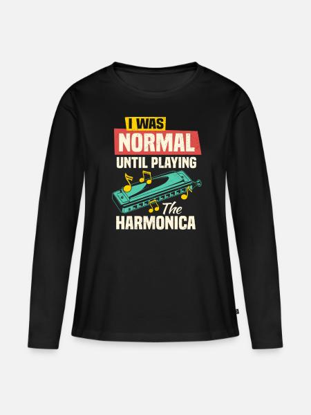 Lustiger Mundharmonikaspieler Mundharmonika - Frauen Premium Bio Langarmshirt - Schwarz