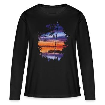 Boot - Frauen Premium Bio Langarmshirt - Schwarz - Vorne - Julia (174cm)