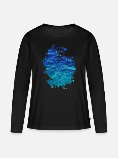 Wasser - Frauen Premium Bio Langarmshirt - Schwarz