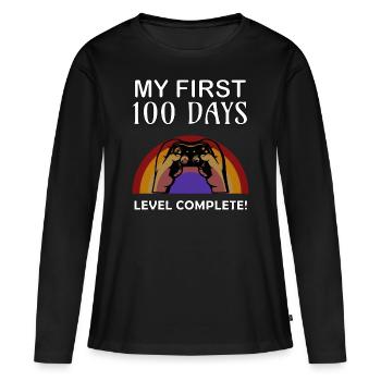 My first 100 days - done! - Women's Premium Organic Long Sleeve Shirt - black - Front - Julia (174cm)