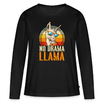 Pas de drame LLama - T-shirt manches longues Premium bio Femme - noir - Devant - Julia (174cm)