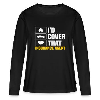 Agent d’assurance Actuaire Assurance-vie - T-shirt manches longues Premium bio Femme - noir - Devant - Julia (174cm)