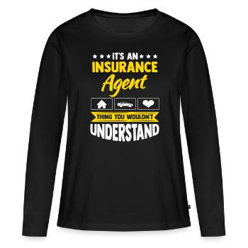 Agent d’assurance Actuaire Assurance Drôle - T-shirt manches longues Premium bio Femme - noir - Devant - Julia (174cm)