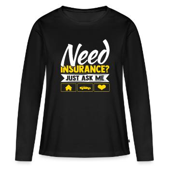 Agent d’assurance Actuaire Assurance-vie - T-shirt manches longues Premium bio Femme - noir - Devant - Julia (174cm)