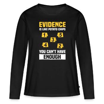 Collecte de preuves Criminalistique sur les scènes de crime - T-shirt manches longues Premium bio Femme - noir - Devant - Julia (174cm)
