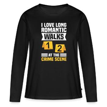 Criminalistique Criminologie Preuve sur les lieux d’un crime - T-shirt manches longues Premium bio Femme - noir - Devant - Julia (174cm)