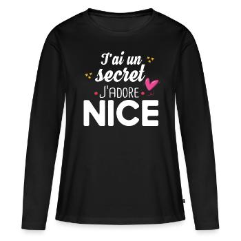 Nice Niçois Niçoise Cadeau Humour Ville France - T-shirt manches longues Premium bio Femme - noir - Devant - Julia (174cm)