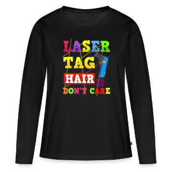 Laser Tag Laser Gun Laser Tag Drôle - T-shirt manches longues Premium bio Femme - noir - Devant - Julia (174cm)
