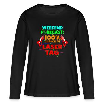 Laser Tag Week-end Laser Gun Laser Tag - T-shirt manches longues Premium bio Femme - noir - Devant - Julia (174cm)