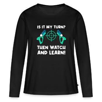 Laser Tag Funny Laser Tag Pistolet laser - T-shirt manches longues Premium bio Femme - noir - Devant - Julia (174cm)