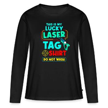 Laser Tag Laser Gun Laser Tag Lasergame - T-shirt manches longues Premium bio Femme - noir - Devant - Julia (174cm)