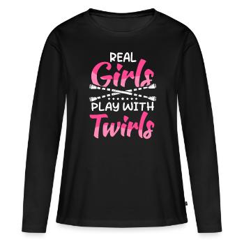 Twirling Rod Turning Majorette Baton - Women's Premium Organic Long Sleeve Shirt - black - Front - Julia (174cm)