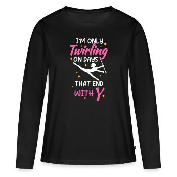 Twirling Funny Baton Rod Turning Majorette - Women's Premium Organic Long Sleeve Shirt - black - Front - Julia (174cm)