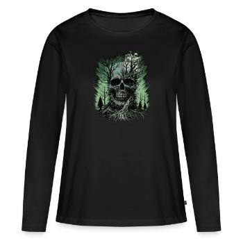 Forêt de crânes - T-shirt manches longues Premium bio Femme - noir - Devant - Julia (174cm)